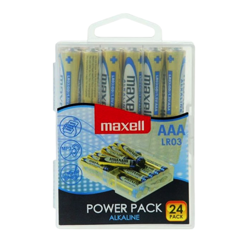 MAXELL BATTERIES AAA LR03, 24PCS POWER PACK BATTERY - ALKALINE - NEW