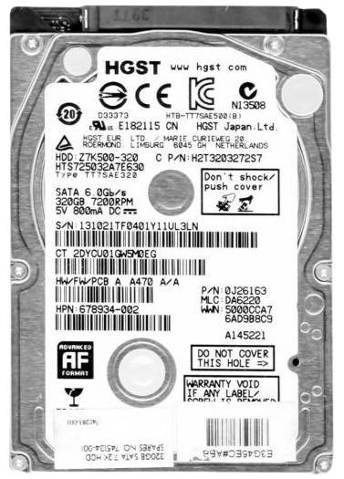 VA HDD HGST SATA 2.5" 320GB 7200RPM Z7K500- PULLED RFB